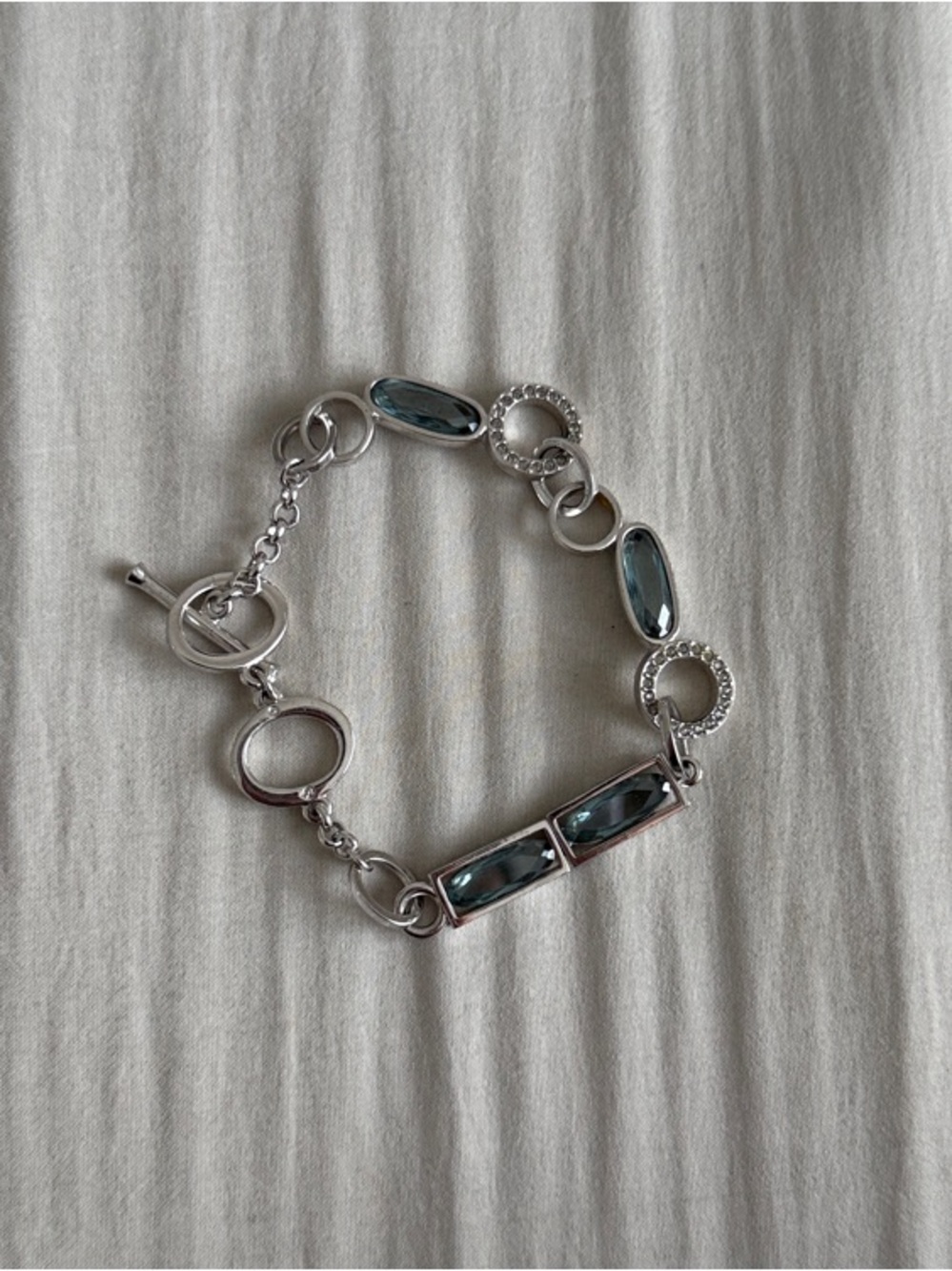 Swarovski Silver Bracelet with Blue-Green Gemstones - Women Jewelry